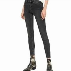 All Saints Black Cigarette Skinny Distressed Jeans 30